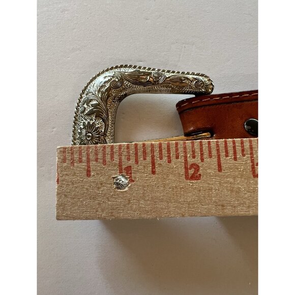 Vintage 80s Nocona woven leather concho handtooled belt western rockabilly 46 - Picture 12 of 16